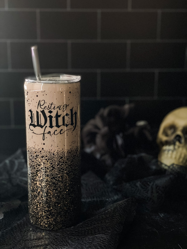 
                  
                    Load image into Gallery viewer, 20oz Resting Witch Face Tumbler Cup RTS
                  
                